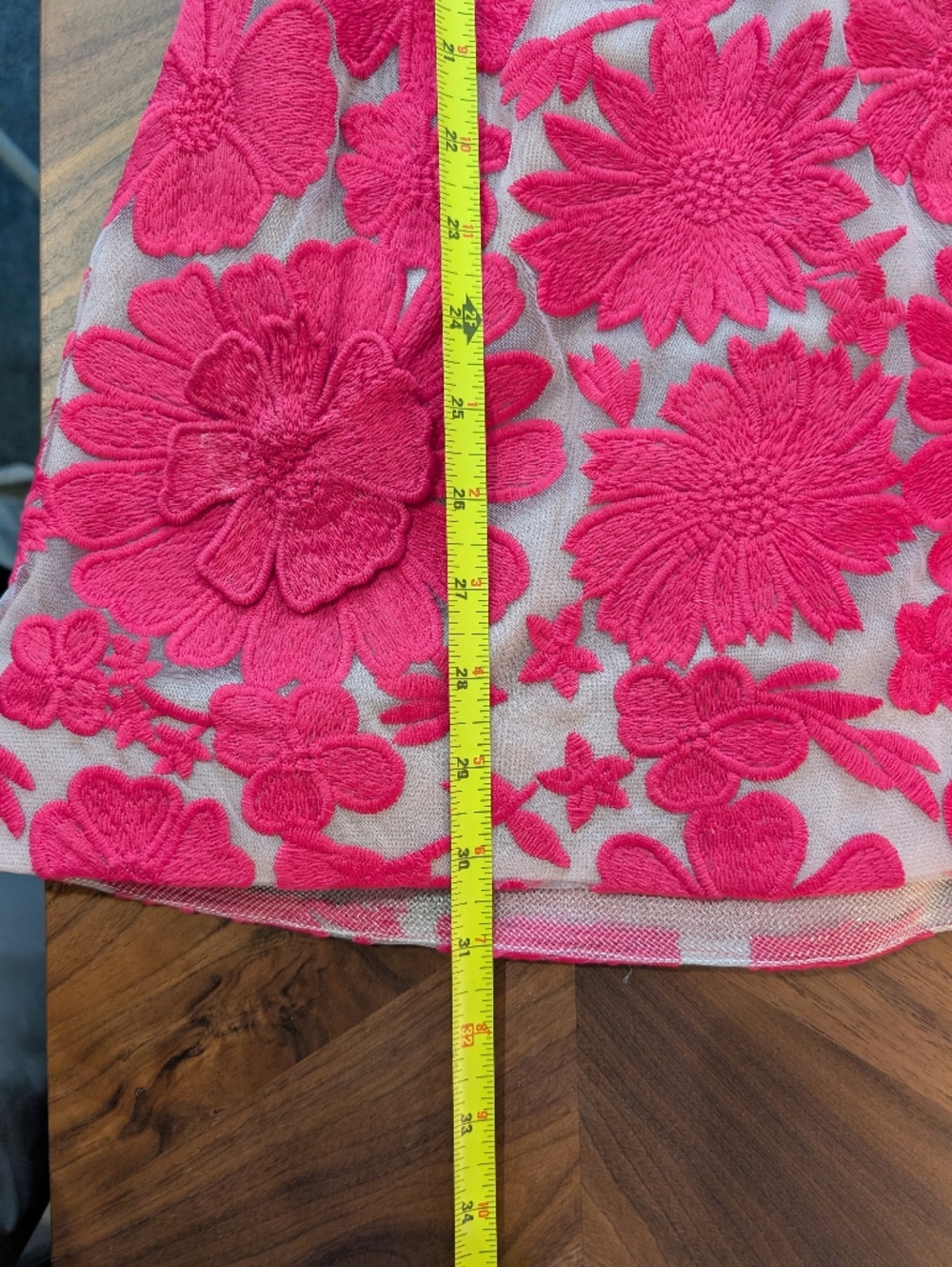 Anthropologie Pink Floral Appliqué Mini Dress - Picture 12 of 13